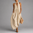 Taylor - Women's Halter V-Neck Dress with Irregular Hem