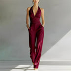 Thaila - Women's Halter Wrap Wide-Leg Jumpsuit