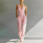 Thaila - Women's Halter Wrap Wide-Leg Jumpsuit