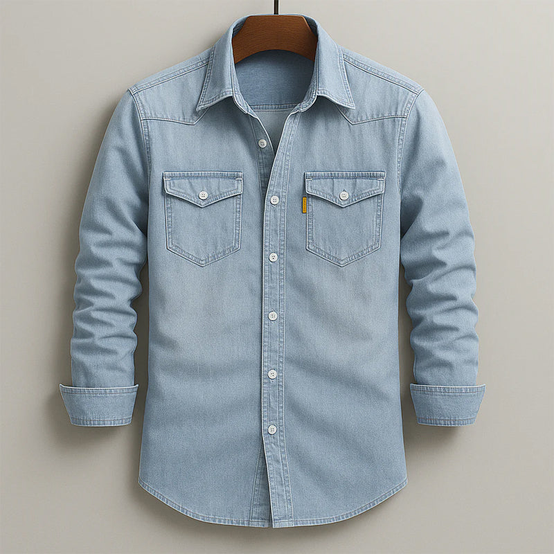 Tiernan - Men's Long Sleeve Button-Front Denim Shirt 