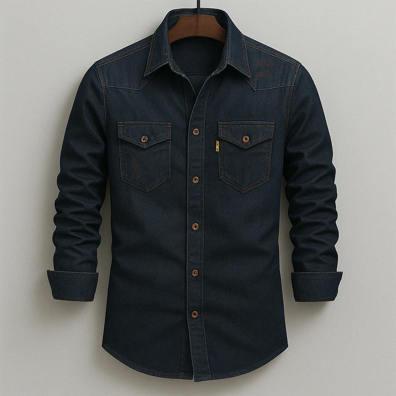 Tiernan - Men's Long Sleeve Button-Front Denim Shirt 
