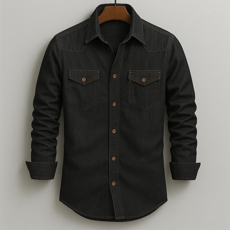 Tiernan - Men's Long Sleeve Button-Front Denim Shirt 