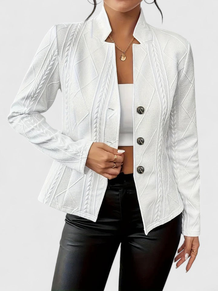 Tiffany - Women's Quilted Notch Collar Blazer 