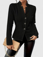 Tiffany - Women's Quilted Notch Collar Blazer 