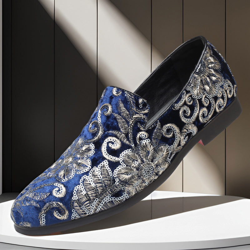 Timothy - Men's Embroidered Velvet Slip-On Loafers