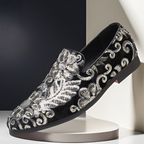Timothy - Men's Embroidered Velvet Slip-On Loafers