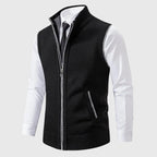 Travis - Men's Textured Knit Zip Vest with Stand Collar
