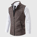 Travis - Men's Textured Knit Zip Vest with Stand Collar