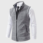 Travis - Men's Textured Knit Zip Vest with Stand Collar