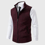 Travis - Men's Textured Knit Zip Vest with Stand Collar