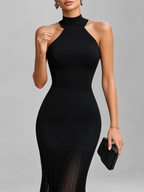 Venetia - Women's Halter Dress with Pleated Hem
