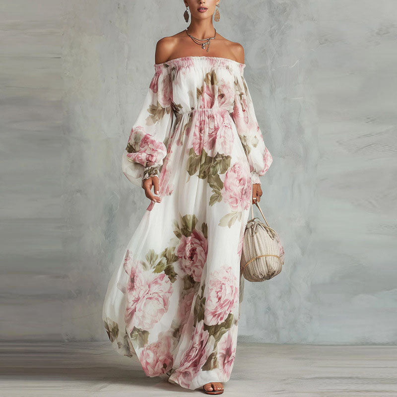 Vera - Women's Off-Shoulder Dress with Lantern Sleeves