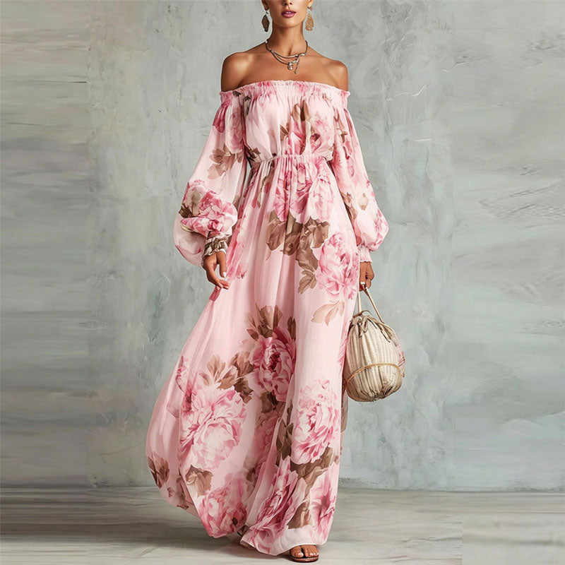 Vera - Women's Off-Shoulder Dress with Lantern Sleeves