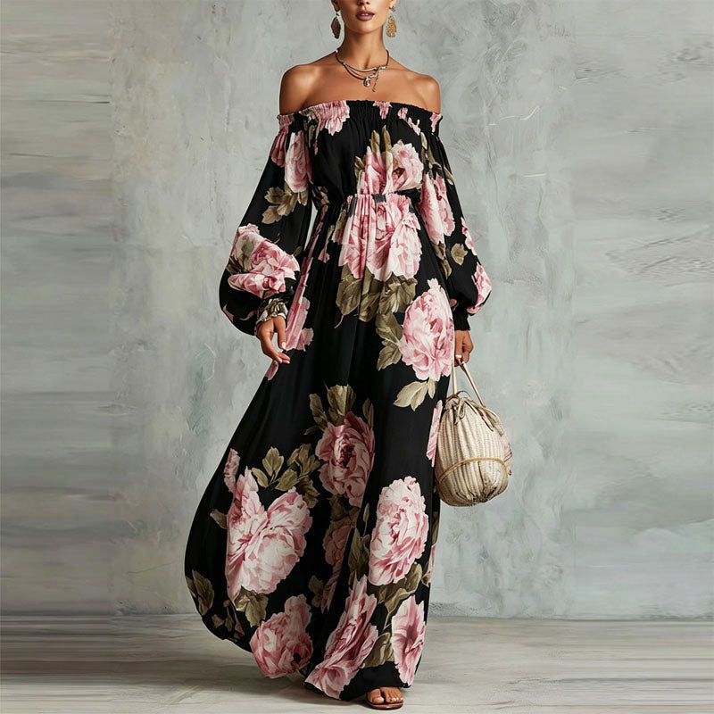 Vera - Women's Off-Shoulder Dress with Lantern Sleeves