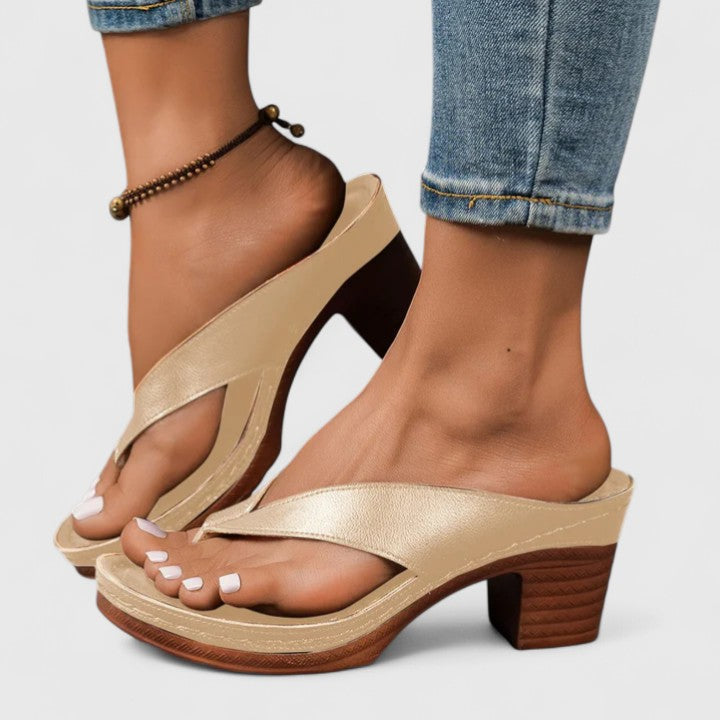 Waverly - Women's Thong Sandals with Stacked Block Heel