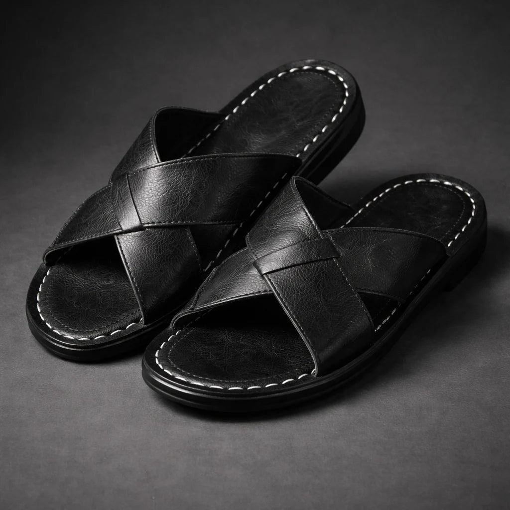 Wells - Men's Cross-Strap Slip-On Sandals