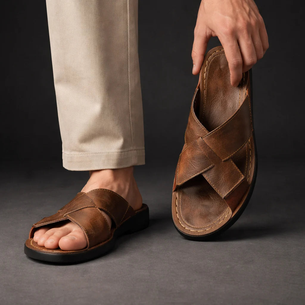 Wells - Men's Cross-Strap Slip-On Sandals