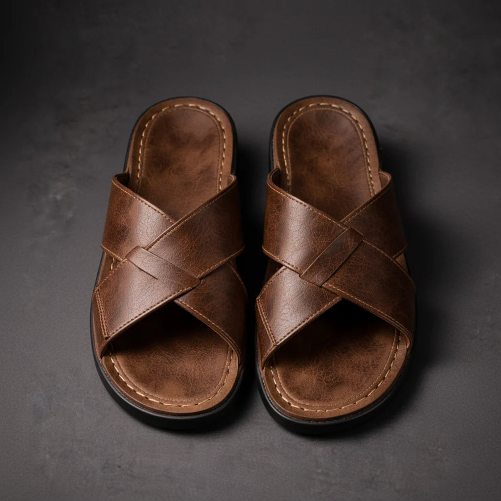 Wells - Men's Cross-Strap Slip-On Sandals