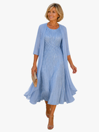 Yvette - Women's Elegant Dress with Flowing Duster Jacket