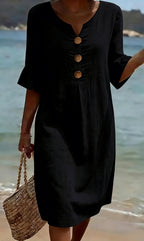 Zamora - Women's Button-Front Linen Shift Dress