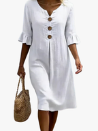 Zamora - Women's Button-Front Linen Shift Dress