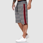 Zander - Men's Plaid Drawstring Shorts with Contrast Side Stripe