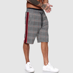 Zander - Men's Plaid Drawstring Shorts with Contrast Side Stripe