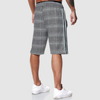 Zander - Men's Plaid Drawstring Shorts with Contrast Side Stripe
