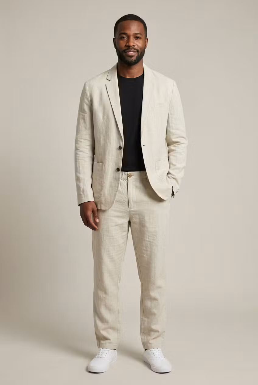 Zayn - Men's Linen Notch-Lapel Blazer and Trouser Set